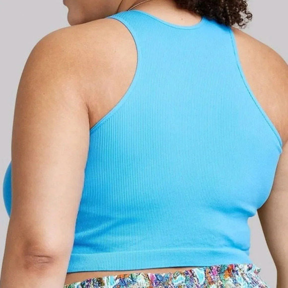 Wild fable plus size seamless ribbed high neck racerback style tank top sky blue - Picture 3 of 4